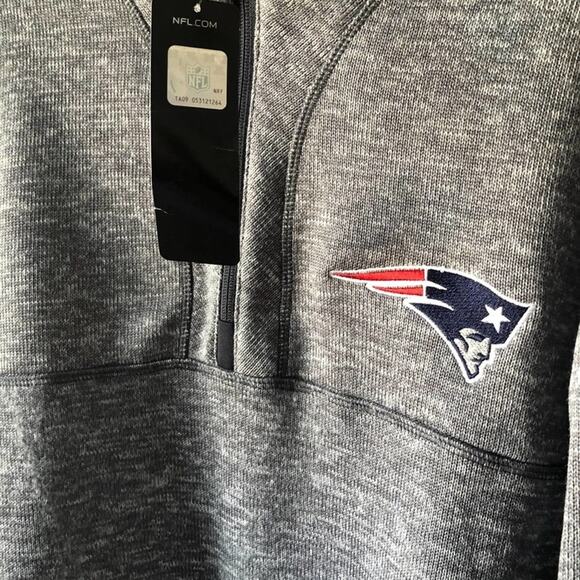 NWT New England Patriots Antigua Heather Quarter-Zip Pullover Jacket - Picture 6 of 14